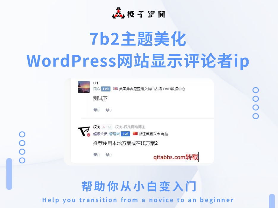 WordPress网站显示评论者ip(IPV6)-以7B2主题为例