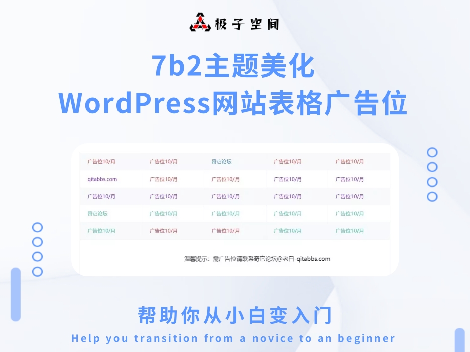 WordPress网站表格广告位代码美化